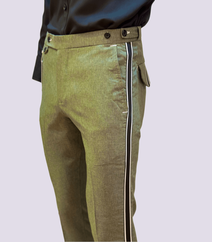 Heathered Grey Button Adjuster Beltless Men Pant Trousers - Vog Exceptional